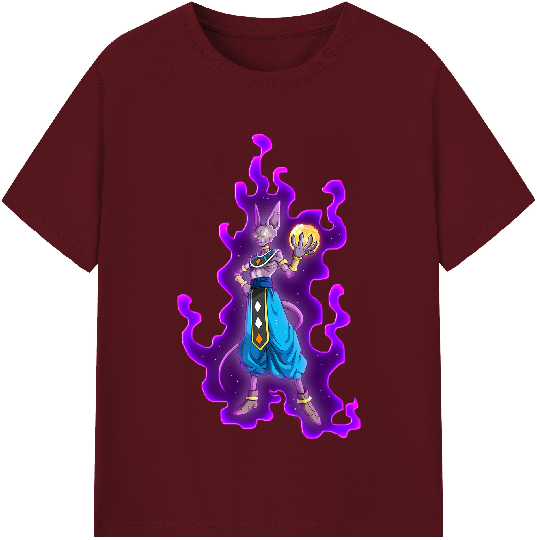 （画像用） ドラゴンボール ビルス 破壊神ビルス DRAGON BALL Beerus Birusu 綿100％半袖Tシャツ（フロントプリント）